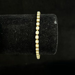 Vintage Gold Tone Opaque Rhinestone Tennis Bracelet (3503)